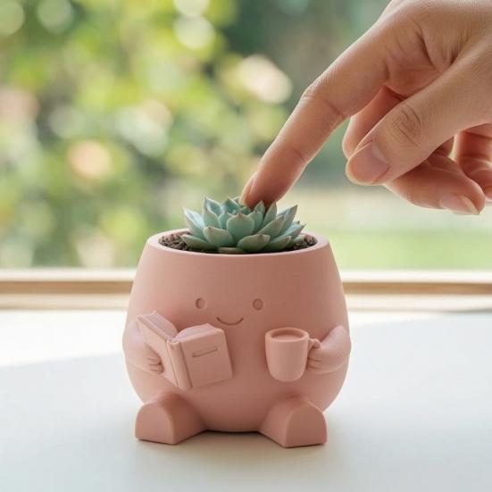 Adornos para Macetas Impresión 3D Lindo Soporte de Planta de Escritorio Duradero PLA Decoración del Hogar para Suculentas