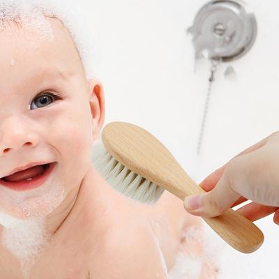 Baby Care Pure Natural Wool Baby Wooden Brush Comb Brush Baby Hairbrush Newborn Hair Brush Infant Comb Head Massager