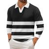 Men's Casual Fashion Printed Lapel Long-sleeved Knitted Bottoming Shirt Top
