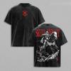 Berserk Skull Knight T-shirt For Men's Clothing Anime Washed Oversized T Shirt Summer Casual Short Sleeve Cotton Tees Tops