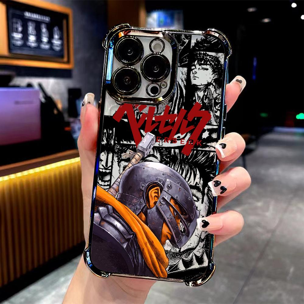 New Cool Anime Berserk Plating Phone Case For iPhone 17 16e 16 15 14 13 12 11 Pro Max X XR 7 8 Mini Air Plus Anti-Fall Airabag