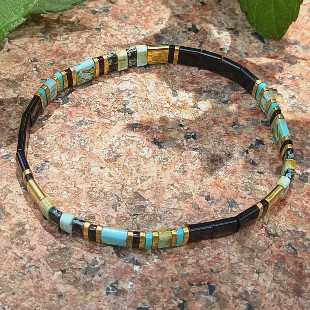 Elegant Tila Glass Beaded Bracelet Set - Fashionable Two-Piece All-Match Jewelry