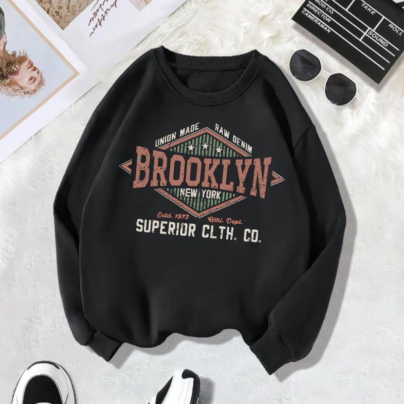 Women's Autumn/Winter Plus Velvet Letter Print Sweater - Round Neck Hot Sale