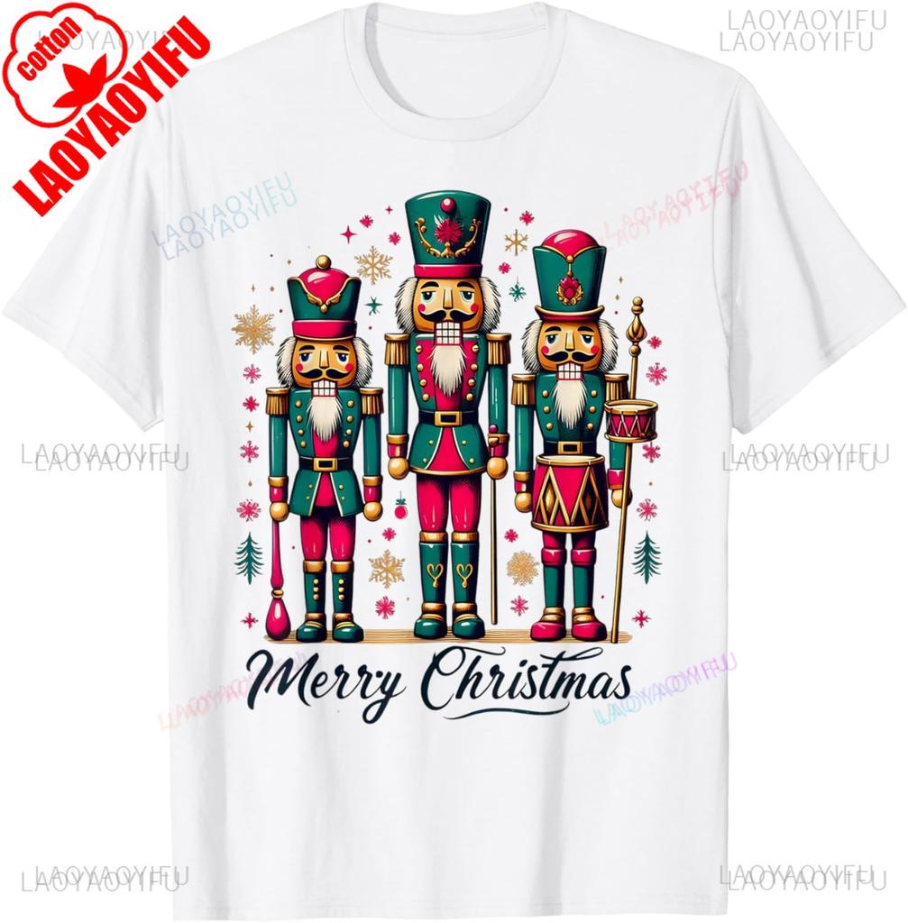 Retro Christmas Woman Man Graphic T Shirts Vintage Classical Russian Ballet The Nutcracker Merry Christmas Cotton Loose T-Shirt