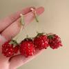 Ins Style Sweet Red Raspberry Drop Earrings Minimalist Unique Design Smart Playful Versatile Temperament Girl Pierced Jewelry