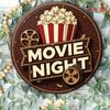 Pc Vintage Cinema Poster Movie Night Party Decor with Film Reel Popcorn BrownBeige Retro Theater Sign HeavyDuty Metal