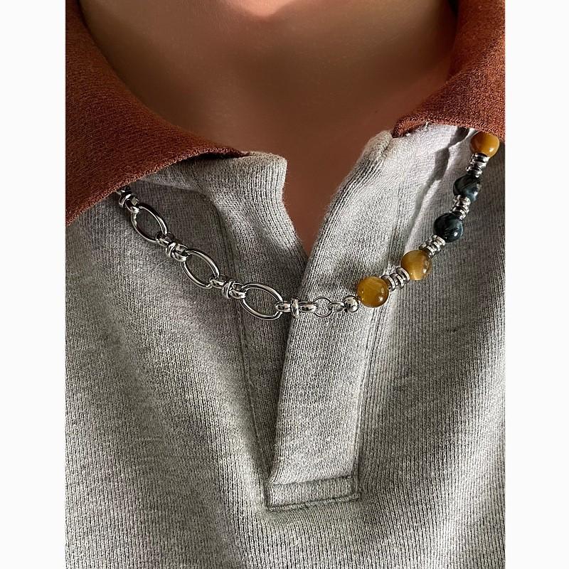Elegant Stainless Steel Chain With Dreamy Stone Geometric Pendant For Daily Wear And Gift