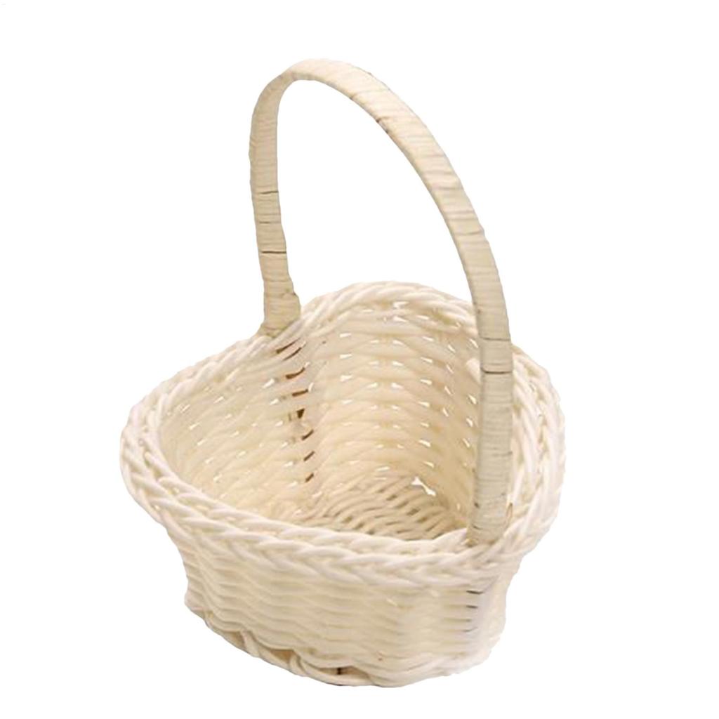 Mini Woven Flower Basket Plastic Rattan Woven Basket for Wedding Aesthetic Photography Props Decorative Container for Home Decor