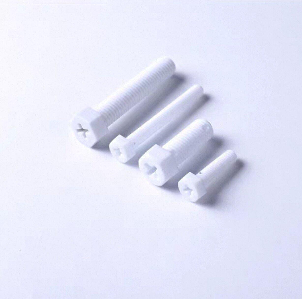 White PP Screw Cap: Acid & Alkali Resistant, Anti-Corrosion, Durable Plastic Glue Insulated Bolt, Multiple Sizes M8 M10. PP Screw 6*23 mm