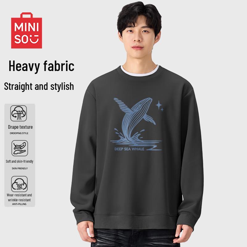 

MINISO Men s Whale Graphic Loose Fit Sweatshirt 4XL