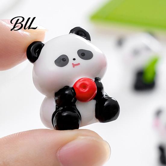 Mini Versatile Figurine 2 Pcs Panda Figurines Cute Resin Statues DIY Miniature Adorable Model Cake Toppers for Fairy Garden Micro Moss Landscape