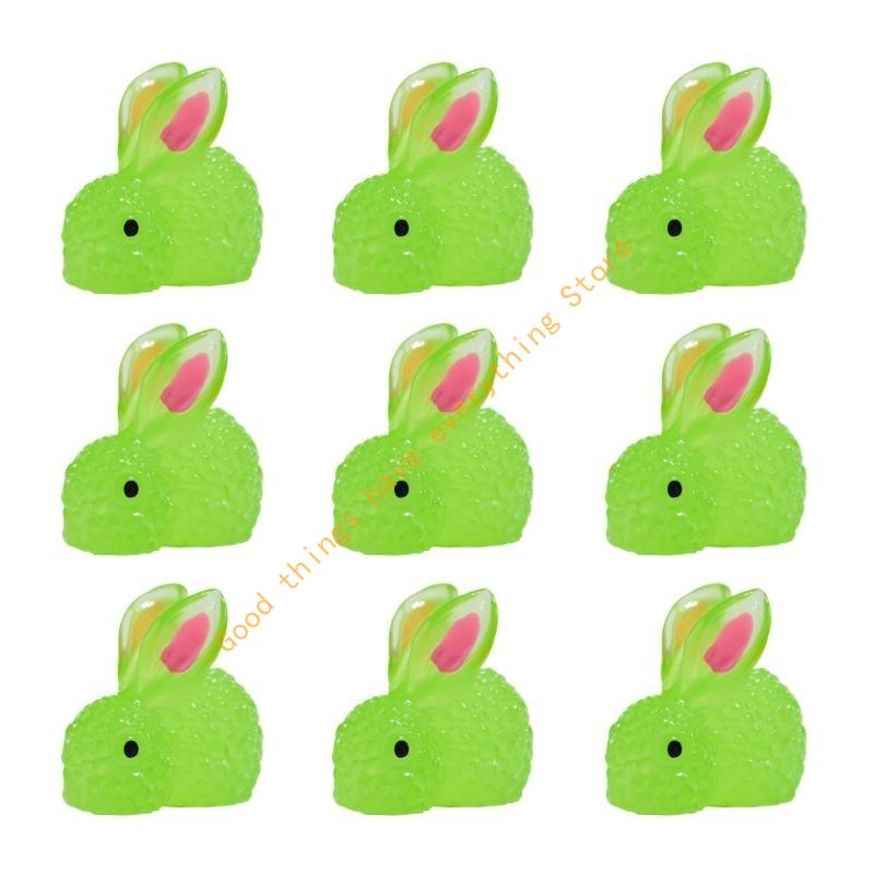 500 Pieces Glow Miniature Bunnies Figurines Resin Rabbits for Indoor and Outdoor Micros Landscape Decoration 55KF