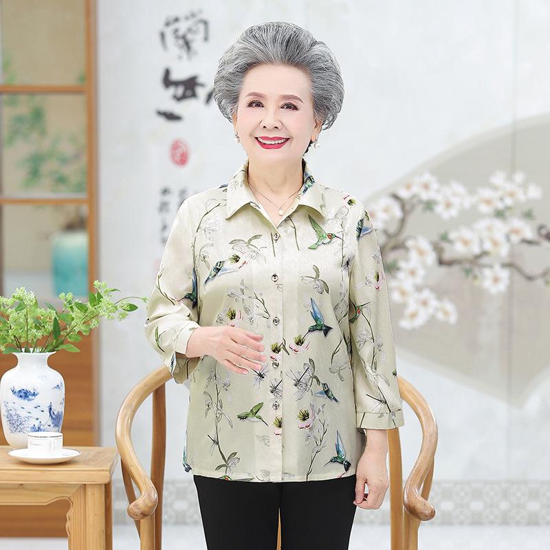 Grandma s Lightweight Spring/Summer Plus Size Shirt – Perfect for Elderly Women 2XL (110-120 lbs) зелёный