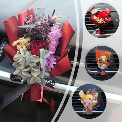 Clip di sfiato per deodorante per auto, mini bouquet di fiori secchi, aromaterapia automatica, essenziale per auto