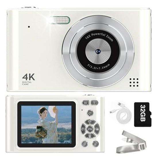 Digital Camera Digicame 48 Million Pixels 1080P Video Recording 16x Zoom Image Stabilization Self-timer Suitable School Trips Beginner-friendly 32G