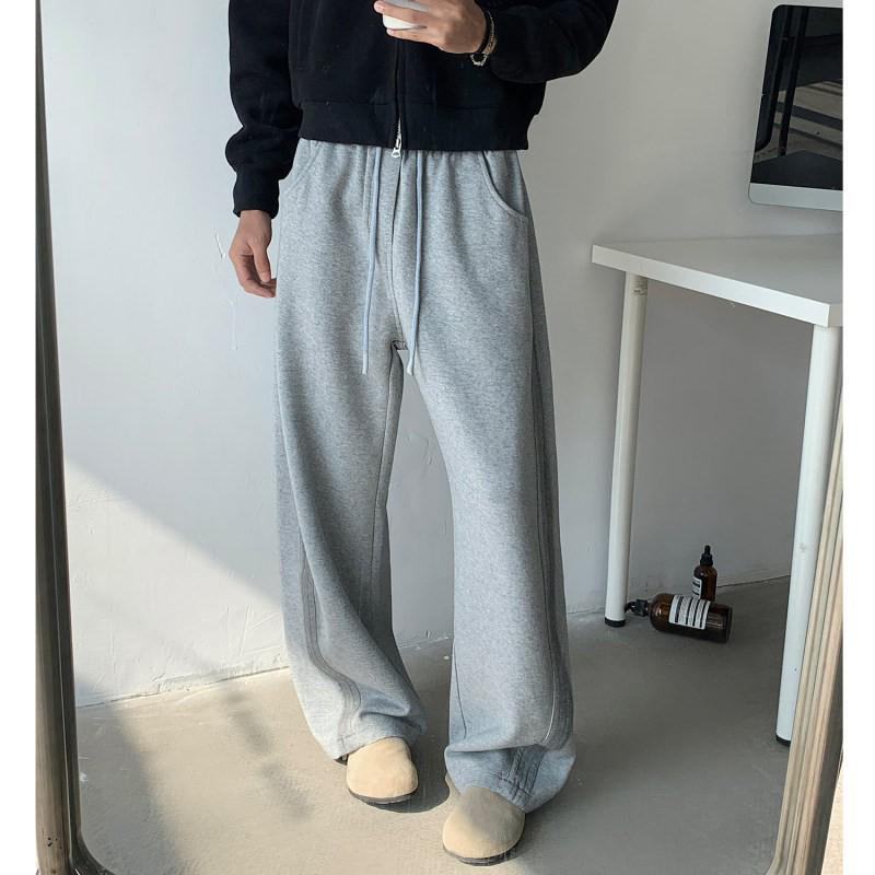 Gray Scimitar Unisex Casual Loose Straight Wide-Leg Pants for Spring and Autumn