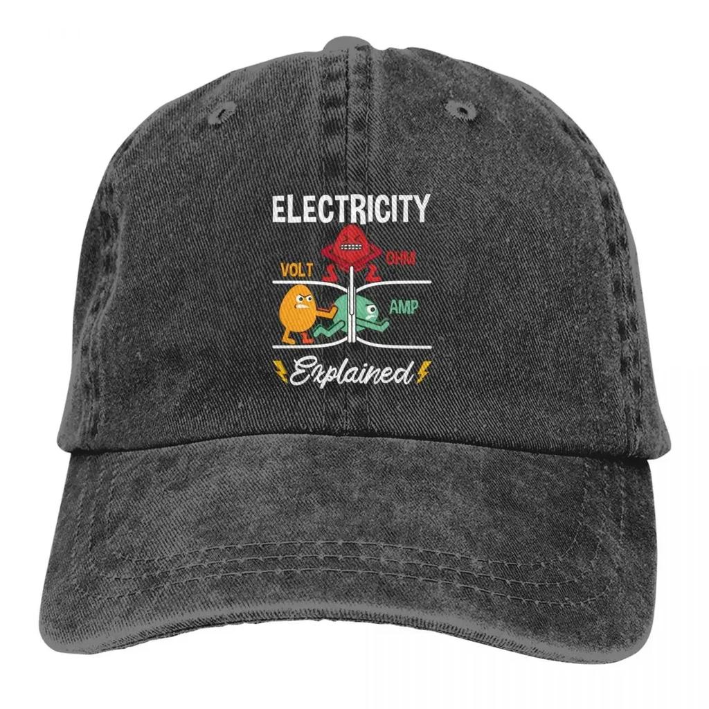 Funny Electronics Repair Electricity Volt Ohm Electrical Outfits Unisex Baseball Cap Distressed Denim Hat Cap Outdoor Adjustable