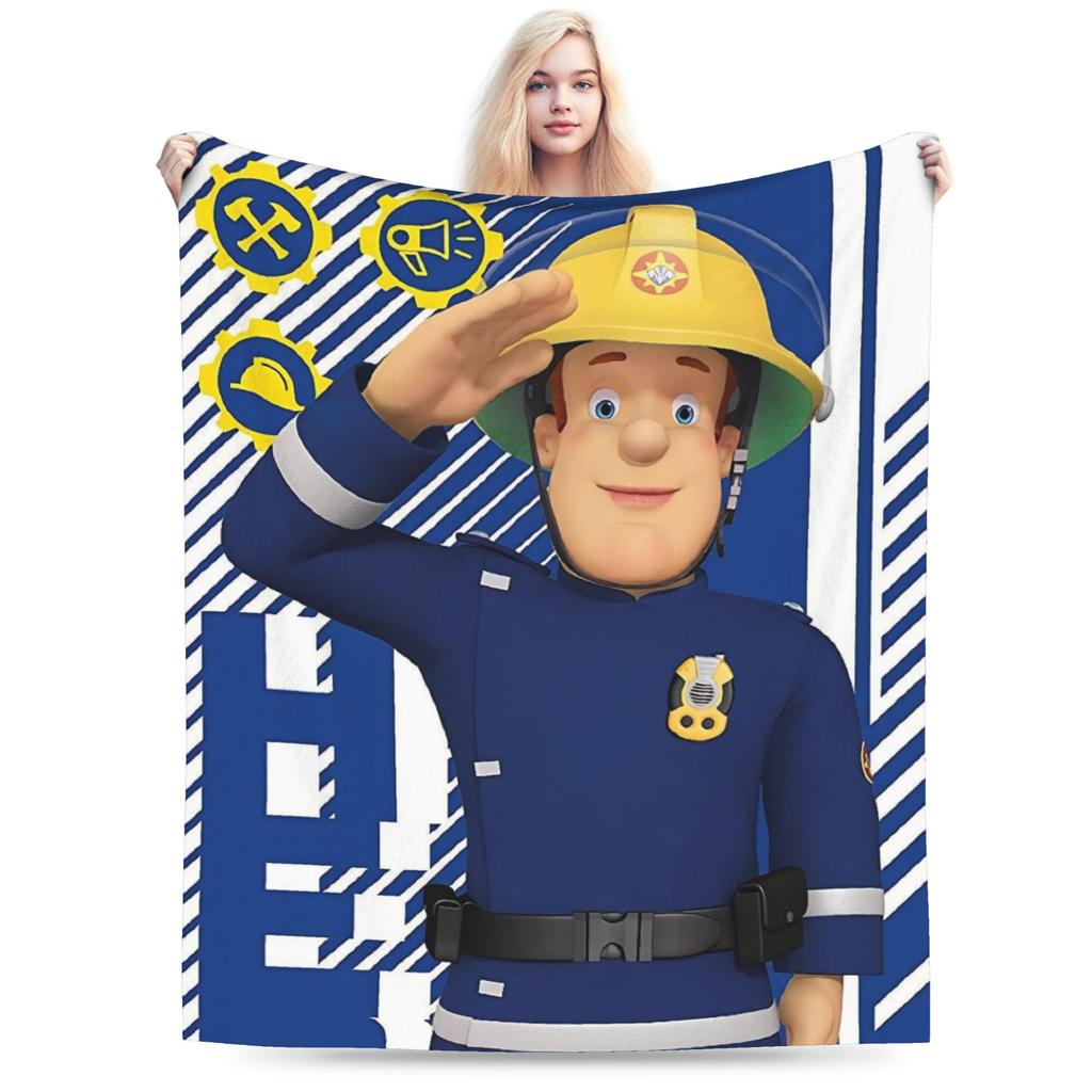 Fireman Sam Blankets Fleece Summer Air Conditioning Firefighters Cartoon Multifunction Throw Blankets for Sofa Travel Bedspread