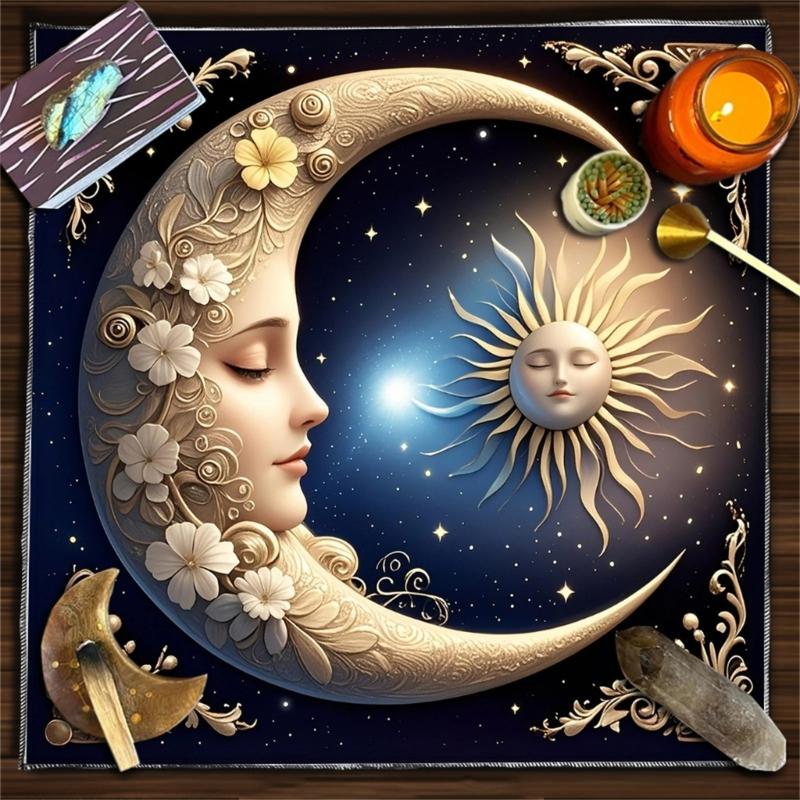 Sun Moon Pattern Astrology Tablecloth Tarots Divinations Tablecloth Altars Cloth Divinations Board Game Accessory