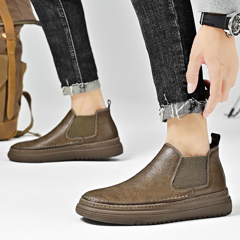 Fashion British Style Chelsea Boots Men Ankel Shoes Business Dress Boots New Autumn/Winter Khaki/black Comfortable Chelsea Short Boots