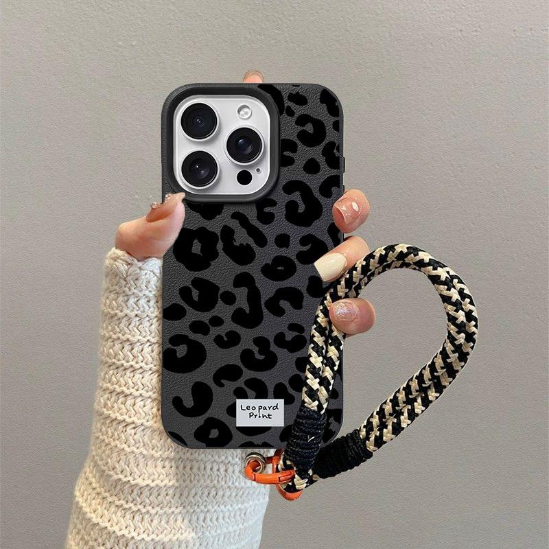 Case For POCO F7 Ultra F5 F6 M7 M6 X5 X6 X7 PRO X3 X4 GT Xiaomi 14T 15T Pro 15 Leopard Print With Lanyard Matte PU Leather Cover
