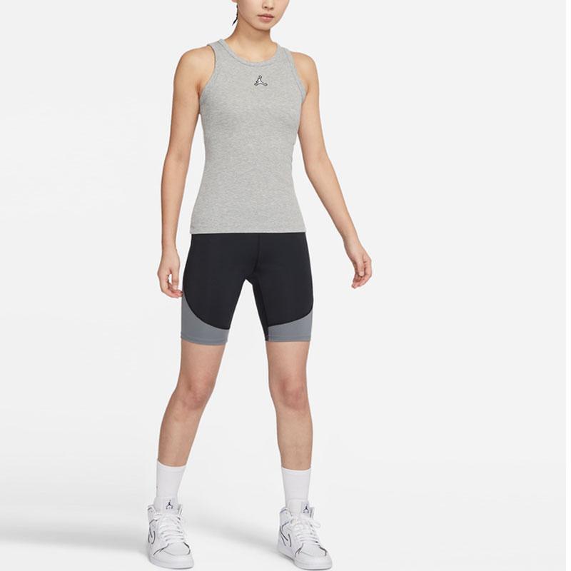 Jordan Solid Logo Print Round Neck Slim Fit Vest Women Tops Gray DO5049-063