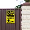 Tin Sign  Vintage Durable Metal Plaque Wall Decor Home Office Bar Man Cave Slow Down Children And Dogs Warning Wall Art