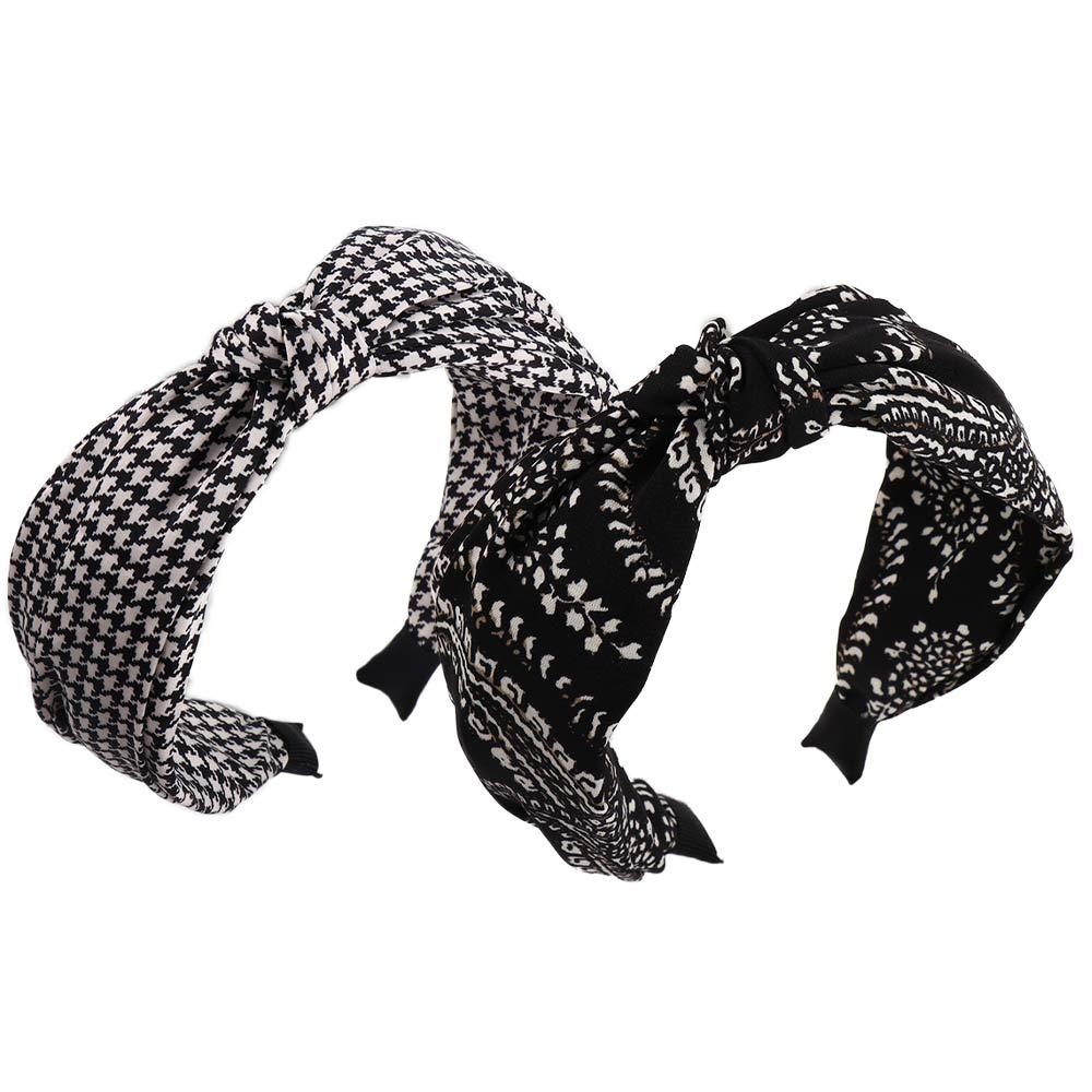 Lattice Non Slip For Girls Flower Knot Headband Korean Head Wrap Women Hair Hoop Grid Hairbands
