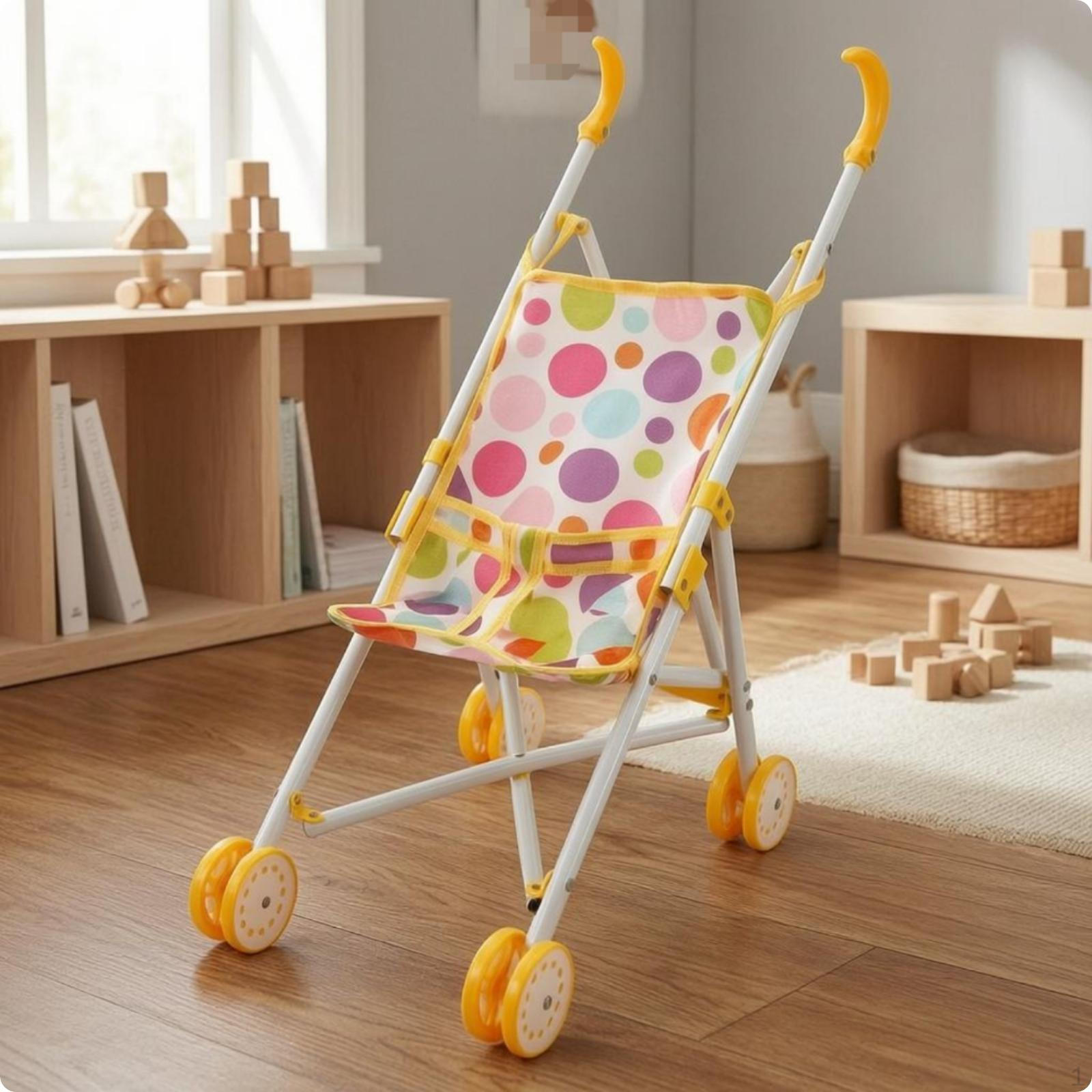 Infant Doll Carriage Dot Pretend Play Pushchair Metal Frame for Children Cs7878 Iron Rod