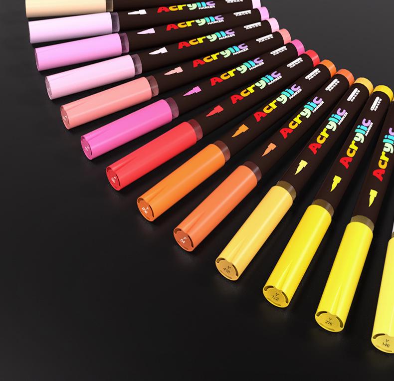 60-Color Soft Tip Liquid Ink Acrylic Marker Set for Primary School Art