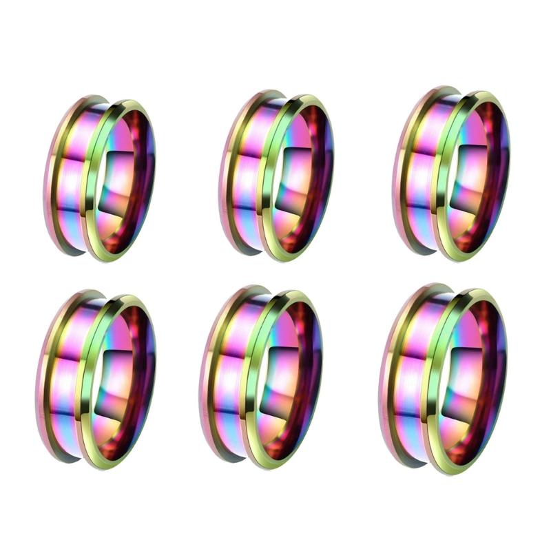 6 Stück/Packung Modische Leere Ringrohlinge Edelstahl Gerillte Ringe Unisex Ringe Perfekt für DIY Schmuckherstellung