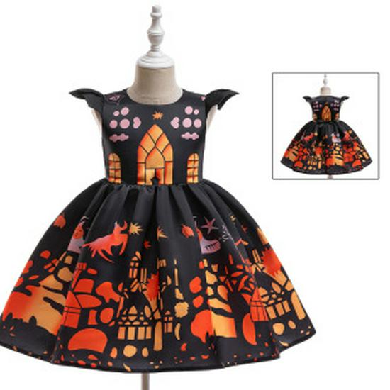 ევროპული და ამერიკული გოგონების პრინცესას გოგრის ჯადოქრის ჰელოუინის კოსტუმის კაბა