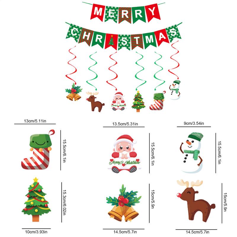 Merry Christmas Banner Indoor Christmas Hangable Door Decoration Merry Christmas Swirl Decoration Holiday Birthday Decoration