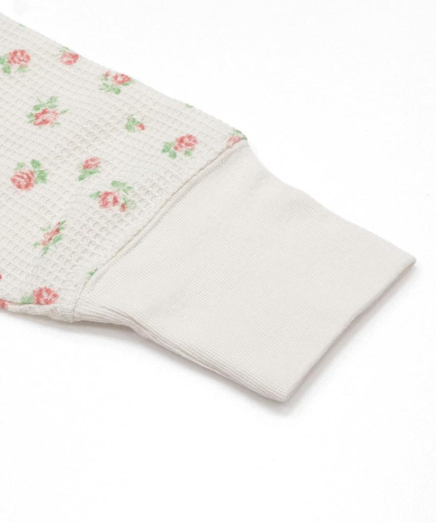 Morgan Pink Waffle Floral Print Long Sleeve J.E. Women's T-Shirt (Pack)