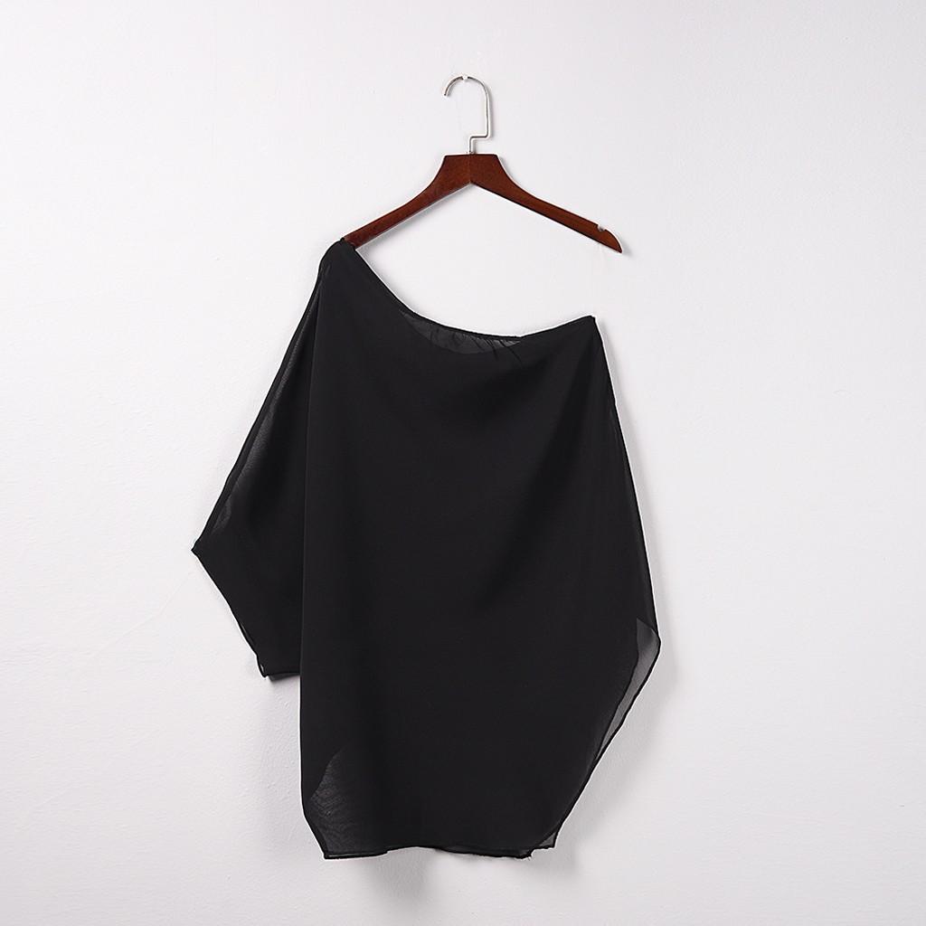 Women Off One Shoulder Oversized  Sleeve Asymmetric Summer Shirts Tops