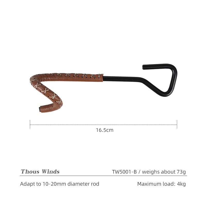 Thous Winds-Portable Metal Pole Hooks, Outdoor Camping Lamp Stand, Brass Cowhide Tent Pole Hooks, Fishing Lantern Hanger
