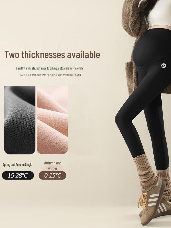 Maternity Shark-Patterned Leggings: Wearable as Yoga Pants, with Fleece Lining for Warmth in Autumn/Winter. Non-Constrictive Design.