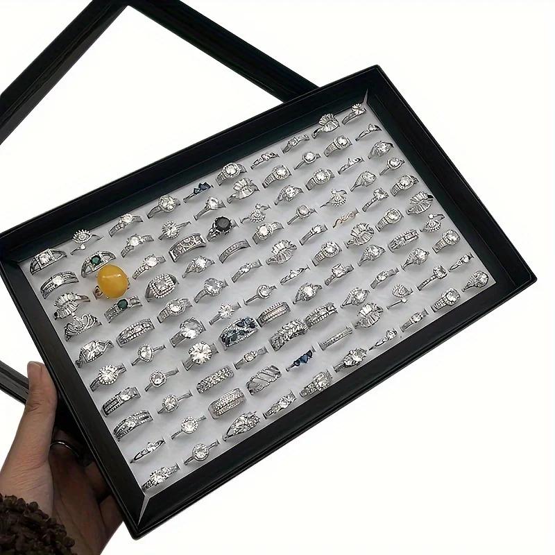 Ring Box, Jewelry Display Box, Dust-proof Transparent Tape Cover Storage Box, Anti-oxidation