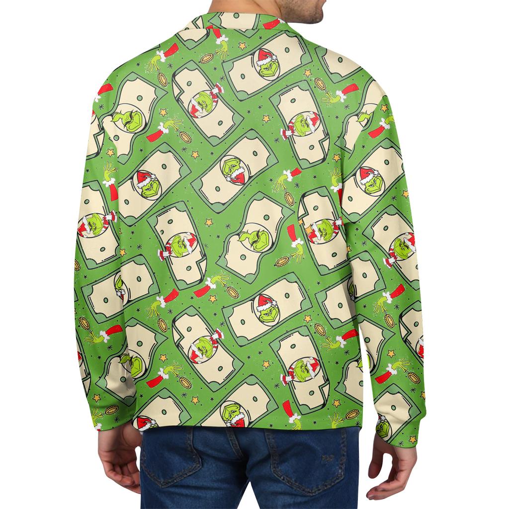 Herr Casual Jultryck Knappar Långärmad Skjorta