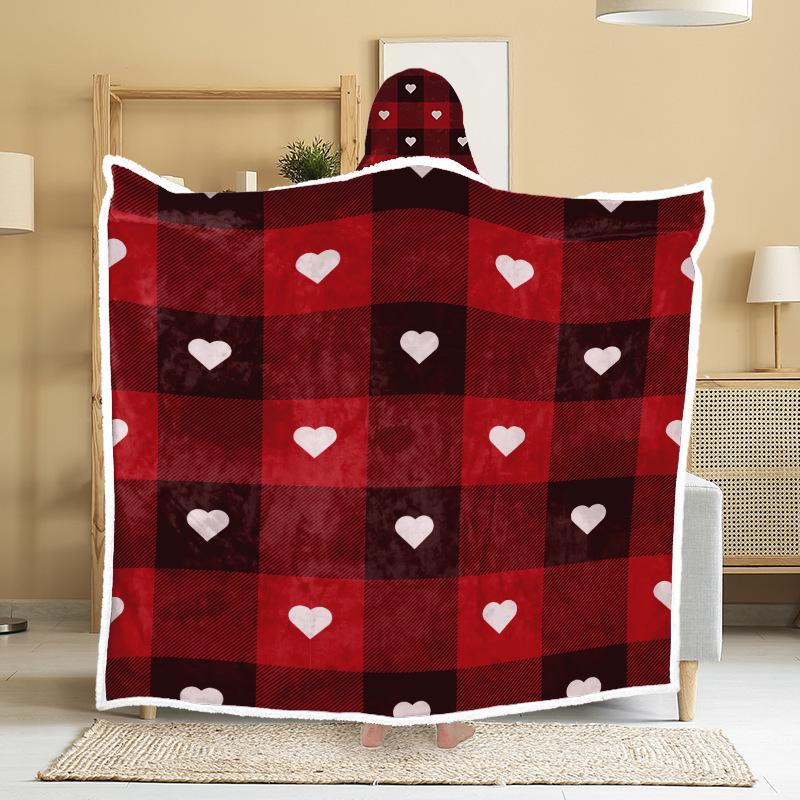 

Christmas Festival Wearable Hooded Flannel Blanket Shawl 130x170 CM