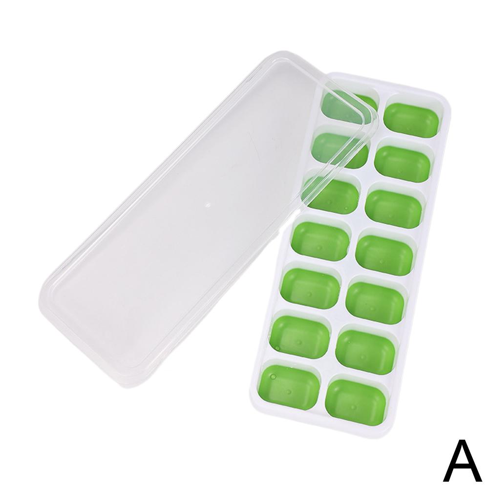 Silicone Ice Cube Trays With Lid Reusable Easy-Release Diy Fruits Stackable Ice Cube Molds For Coffee Cocktail Freezer