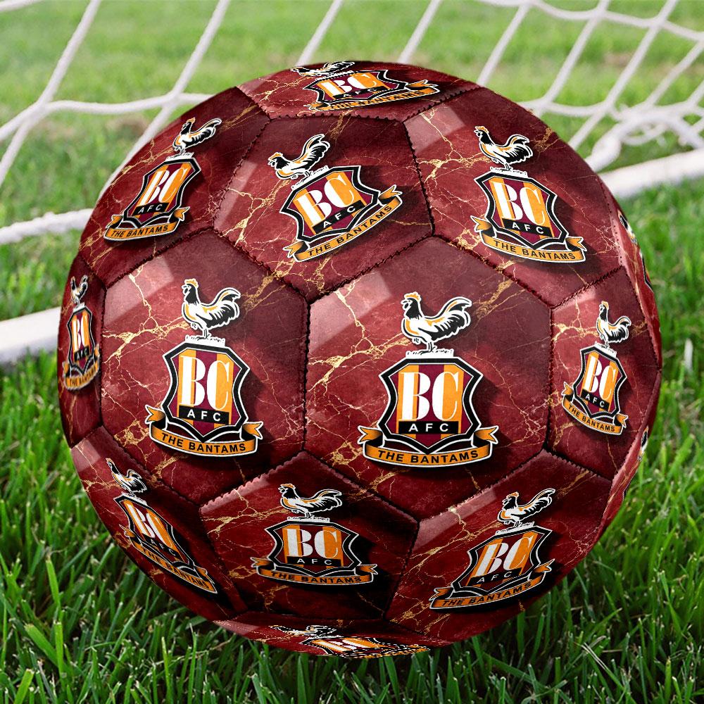 Bradford City AFC Print Size 5 Soccer Ball, Standard Match Football for Sports Game and Team Practice, Ideal Gift for Soccer Fans
