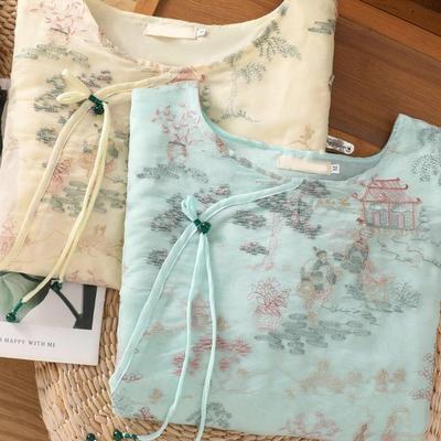 Neuer Retro-Trend lockeres Temperament besticktes Hemd Sommer Chinesisch schön hochwertiges Oberhemd