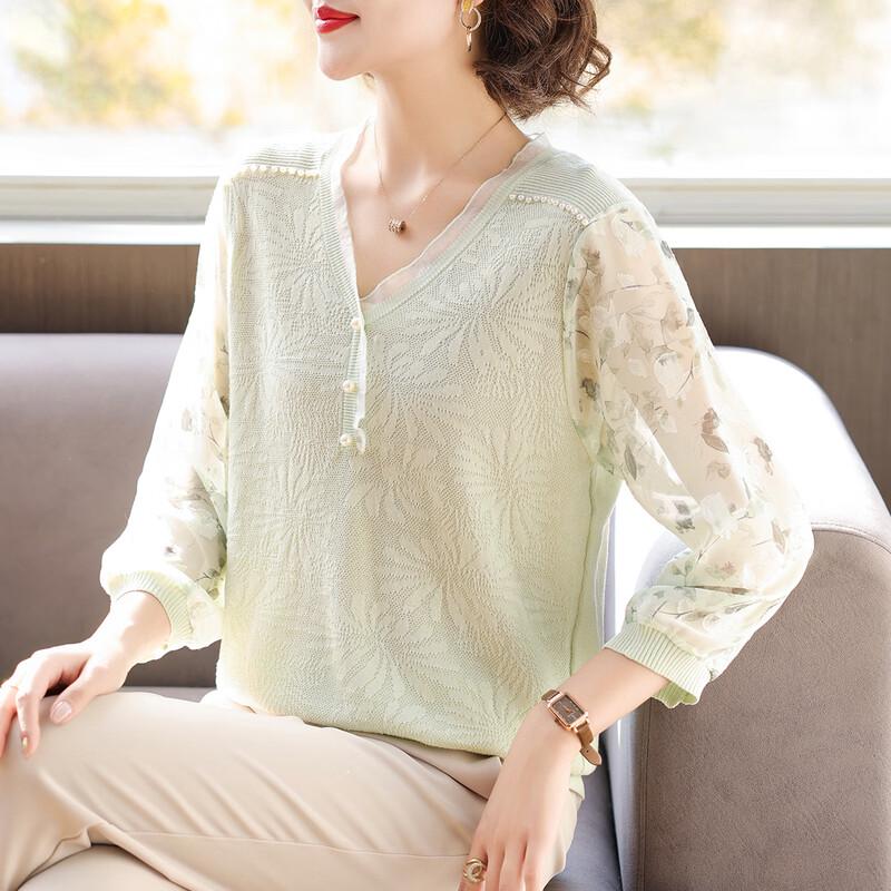 Qianlian Women s Stylish Knitted T-Shirt 3XL зелёный