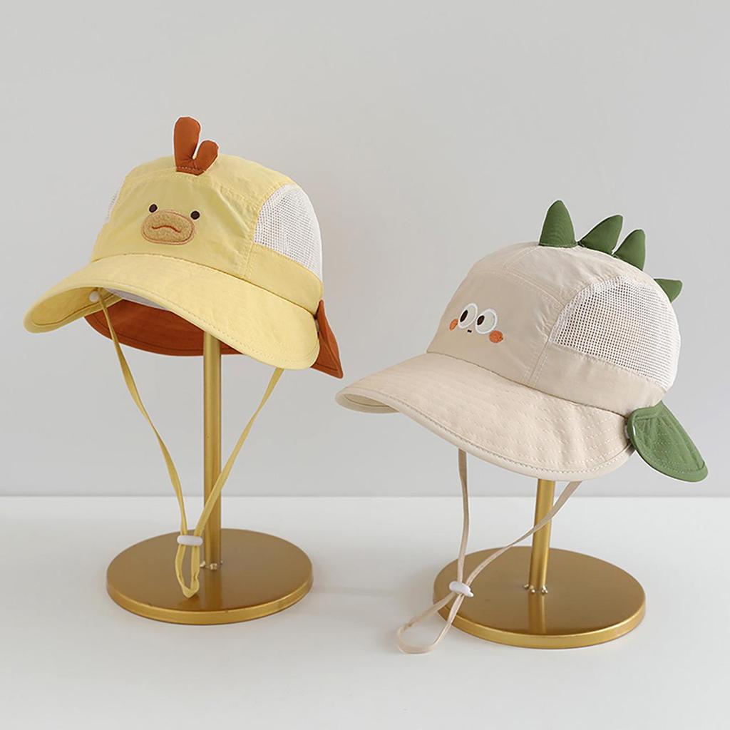 Cute Cartoon Animals Baby Bucket Hat Summer Mesh Breathable Wide Brim Sunshade Fisherman Cap Kids Boy Girl Outdoor Sun Visor Basin Hat