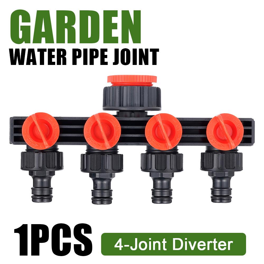 1-Pcs Garden Water Pipe Hose Quick Connect Adapters Plastic 4-way Quick Connector Splitter Garden for Faucets Watering Systems
