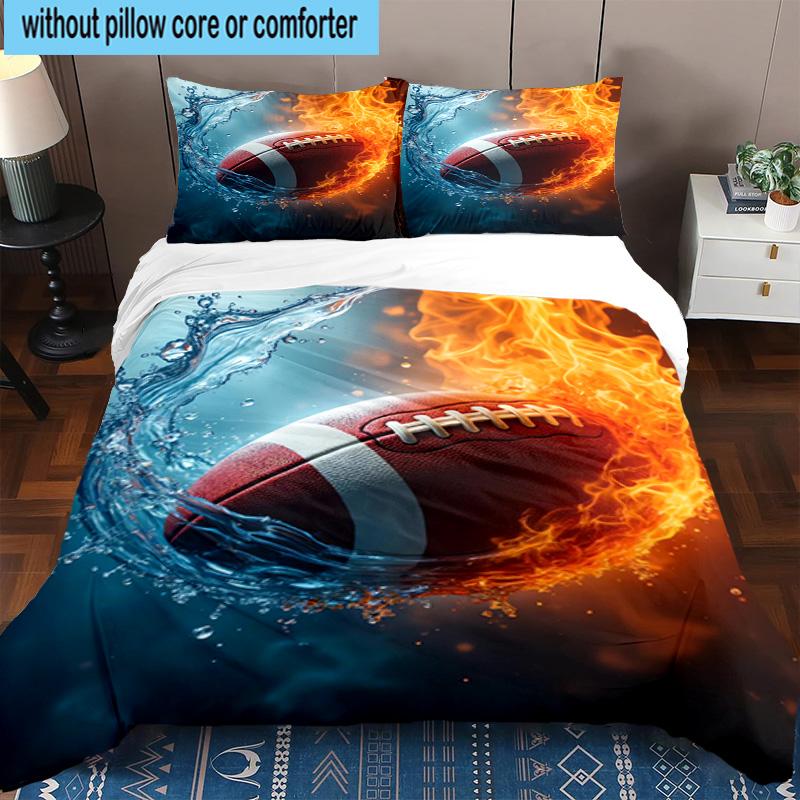 Sports Ball football Pattern 3pcs Bedding,Including 1pc Duvet Cover And 2pcs Pillowcases Perfect for Christmas,Ideal for Bedroom, Dormitory