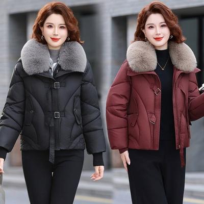 Short Winter New Down Cotton-padded Clothes, Loose Cotton-padded Clothes, Cotton-padded Jackets, Thickened Fur Collars, and Outer Wear.