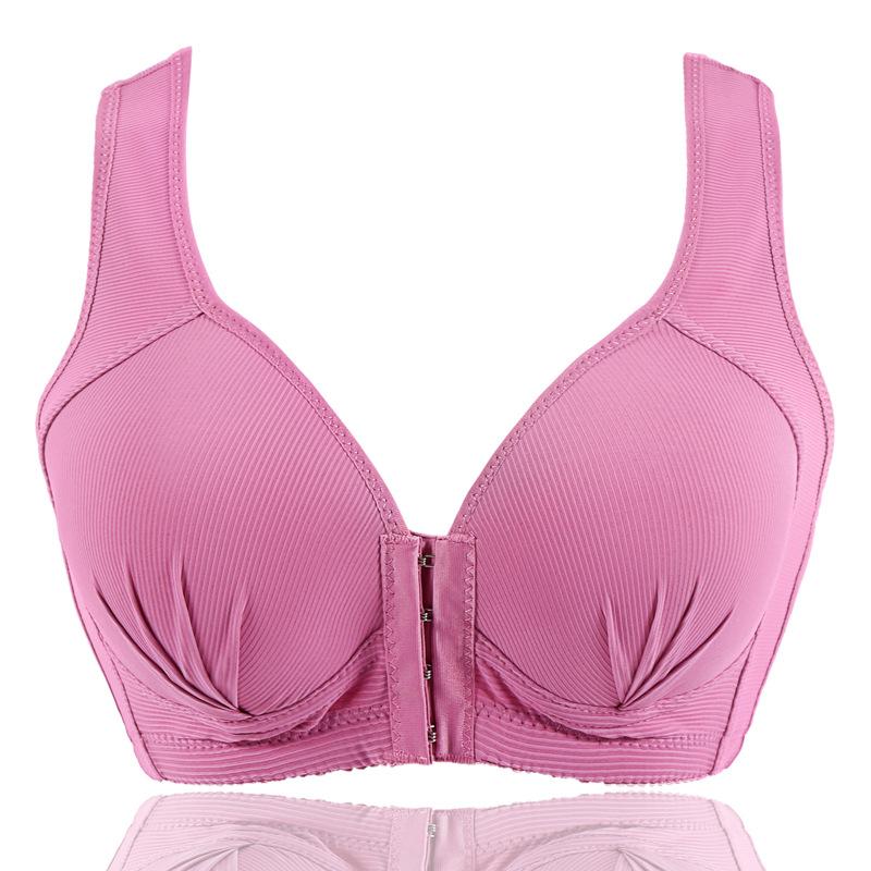 Breathable Plus Size Front Clasp Bra Wire Free Push Up Full Cup Wrapped Soft Bralette for Women