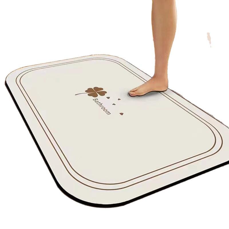 Quick Ship Four-Leaf Clover Diatom Mud Non-Slip Shower Mat - Water Absorbing & Wear Resistant Floor Mat